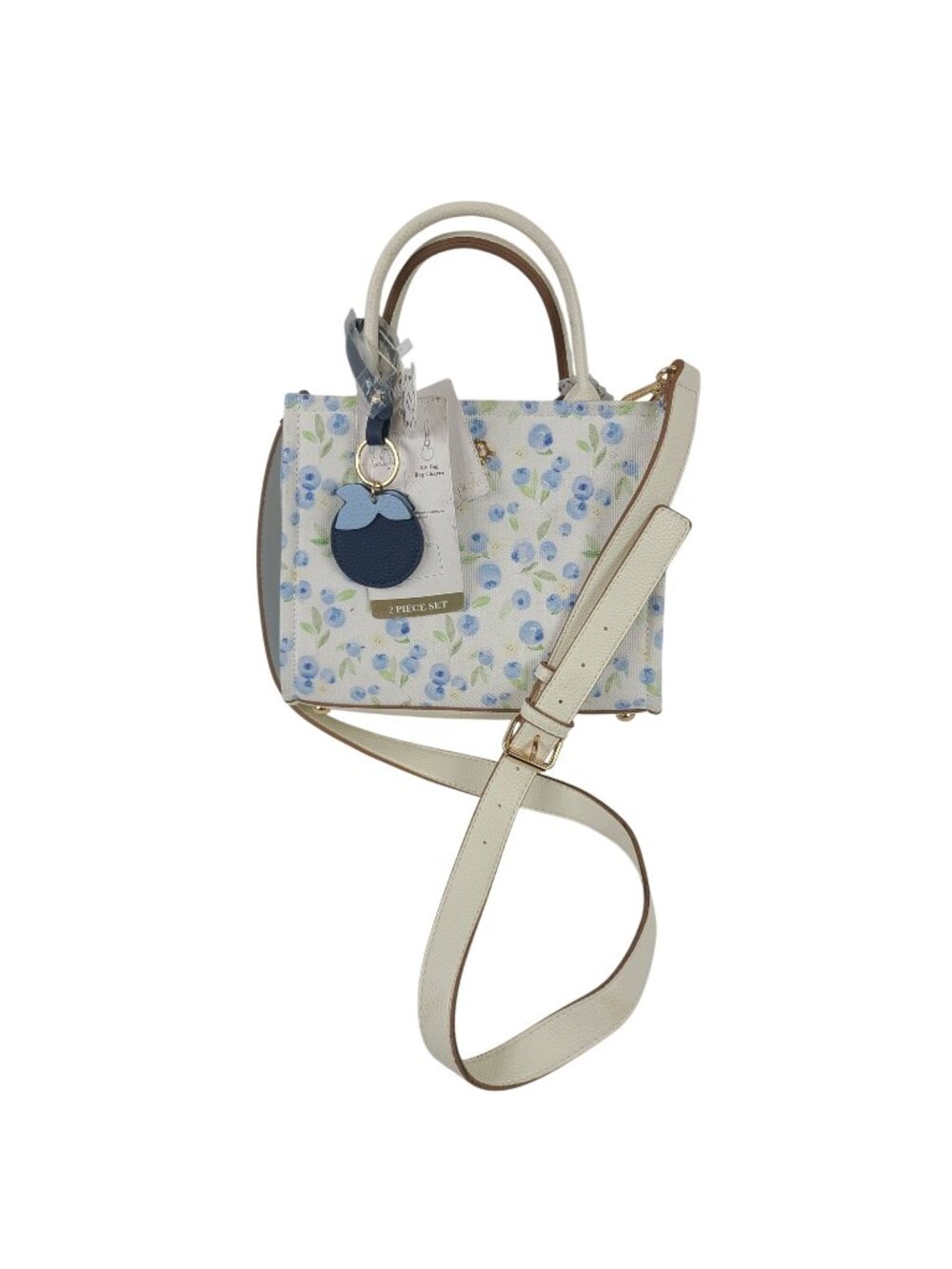 NEW Nanette Lepore Blueberry Blooms Convertible Satchel With AirTag Charm